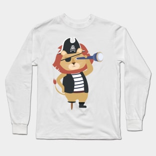 Lion Pirate Wooden Leg Long Sleeve T-Shirt